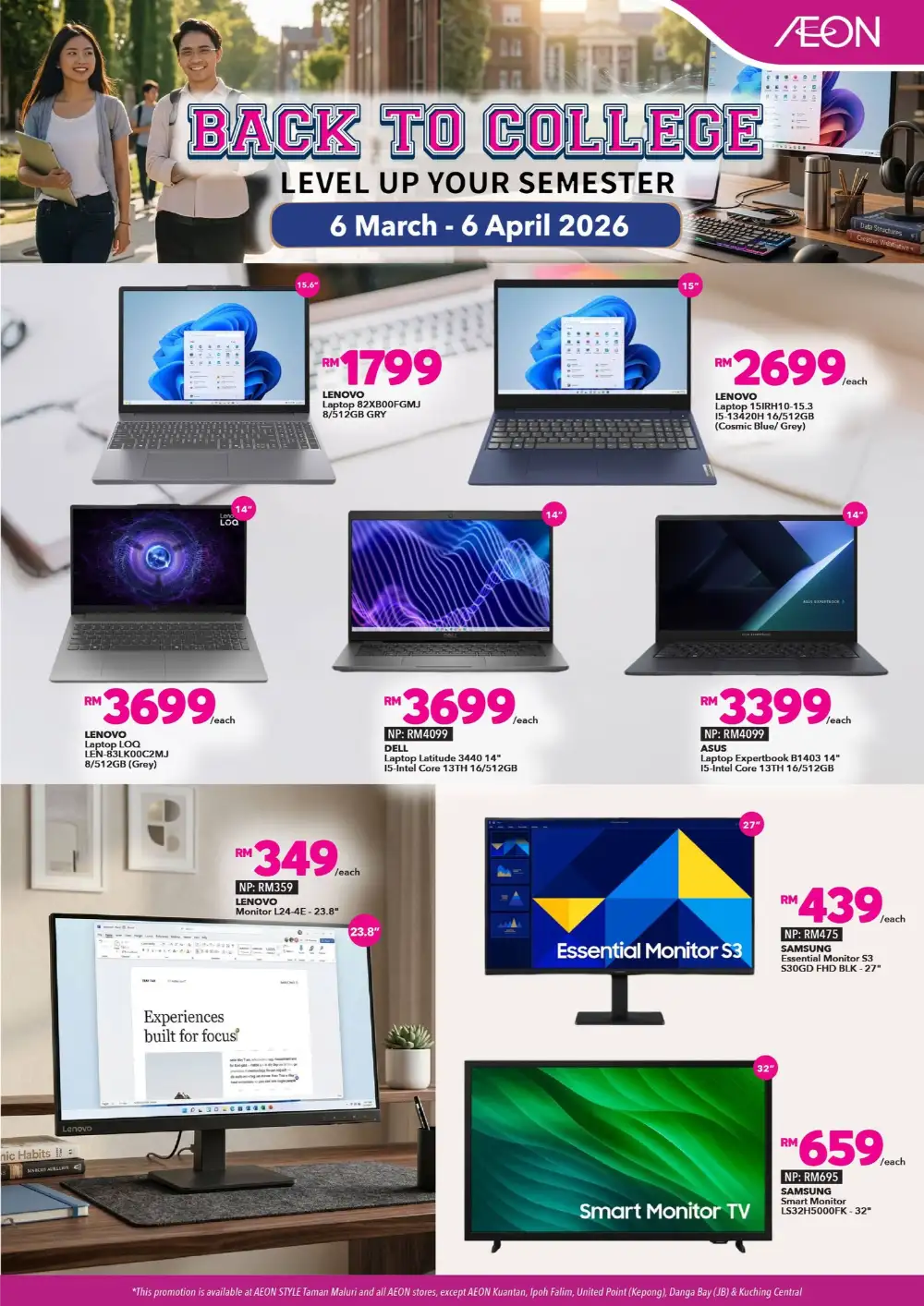 Back to College Laptop Offers | AEON Retail Malaysia | Ends 6 April page 1