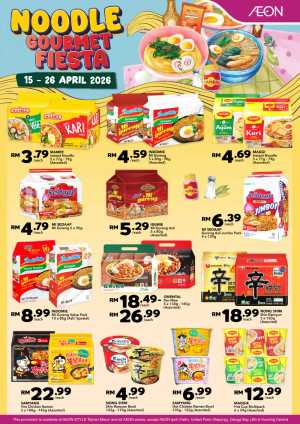 AEON Noodle Gourmet Fiesta | Ends 26 Apr | Instant Noodle Deals flyer cover