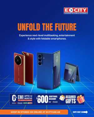 ECity UAE Foldable Smartphones Offers | 0% EMI & Gifts | Ends Soon flyer cover