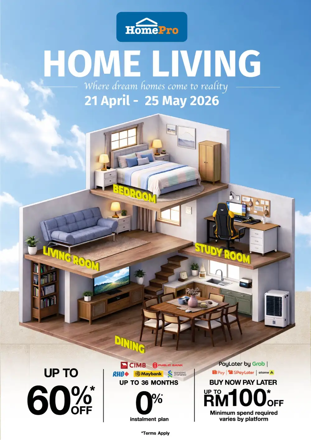 HomePro Malaysia: 60% Off Home Living Sale page 1